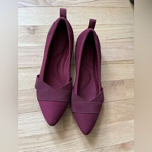 Anne Klein Burgundy fabric flat shoes